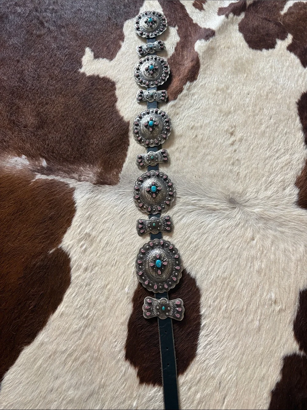 Rodeo Quincy Turquoise and Pink Concho Belt -